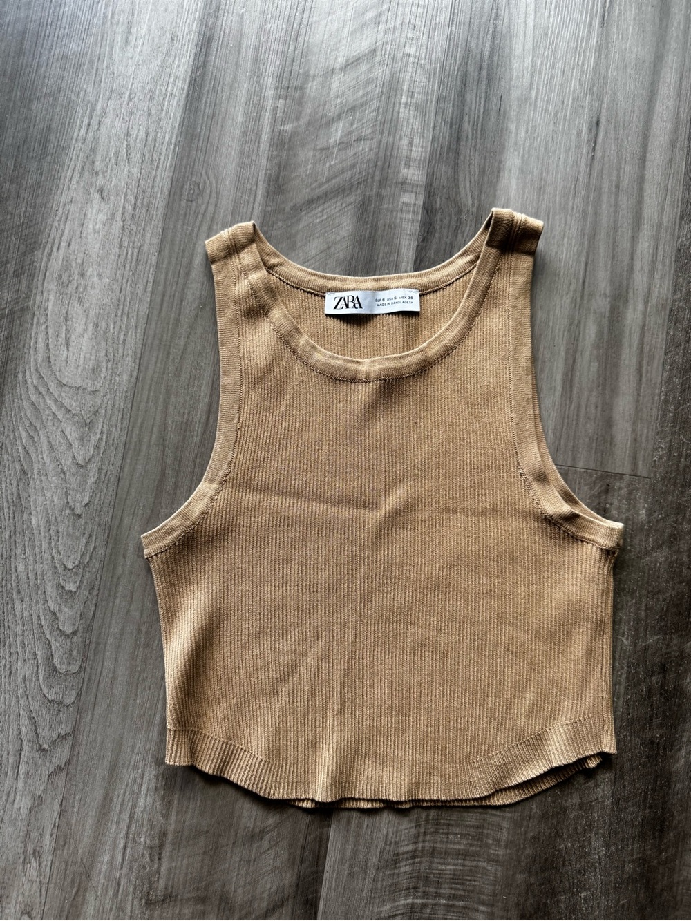 Zara Camel Ribbed Tank Top